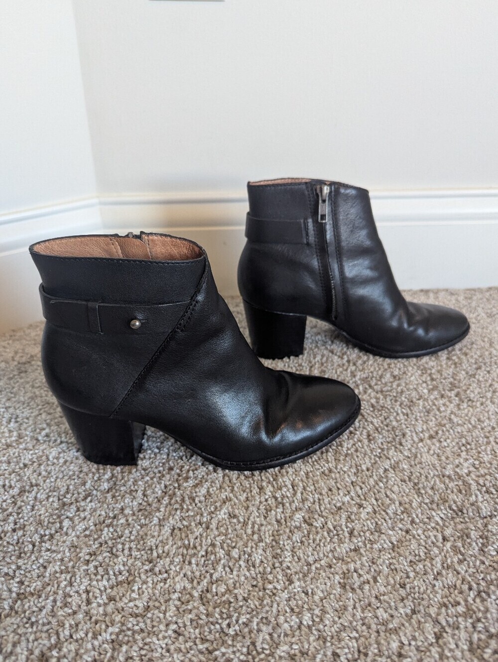 Madewell Kelci Black Leather Ankle Boots sz 7